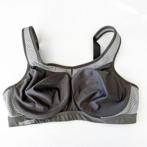 Glamorise Sports Bra 36D Gray Compression Tank Running Sport Elite‎ Performance